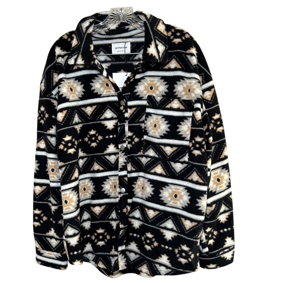 Active USA Jackets & Blazers - nwt active usa shacket shirt jacket women's large western Aztec cozy neutral